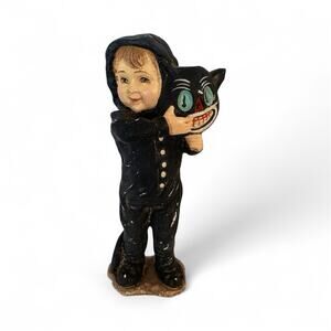 Bethany Lowe Halloween Boy In Cat Costume With Cat Mask Figure 7" Retired